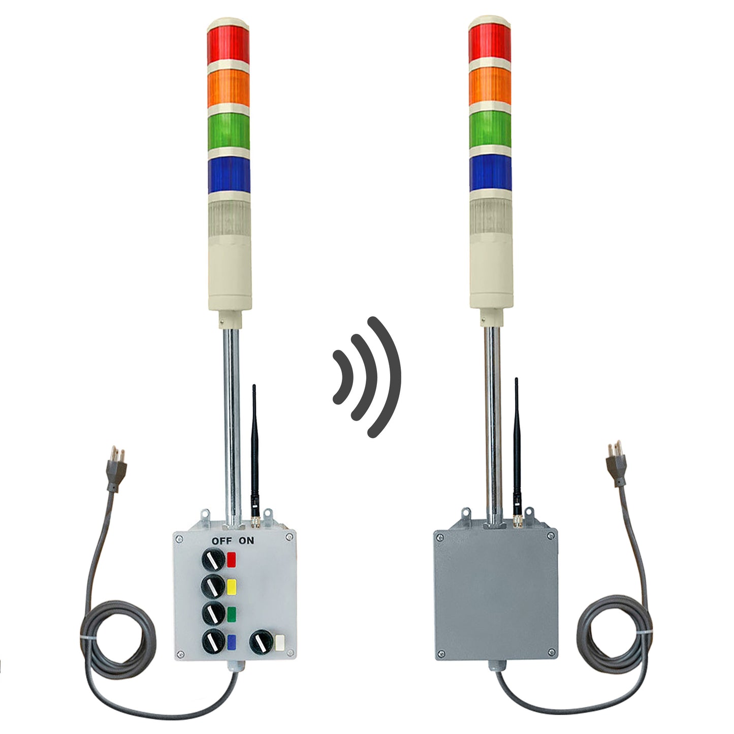 Wireless Andon Tower Lights Transmitter and Receiver Bundle, 700ft Range