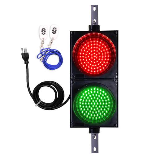 8 Inch Diameter Lens LED Stop & Go Loading Dock Traffic Light, 2 Color, RED/GREEN, Wireless Key Fob, Power Cord (Plug & Play)