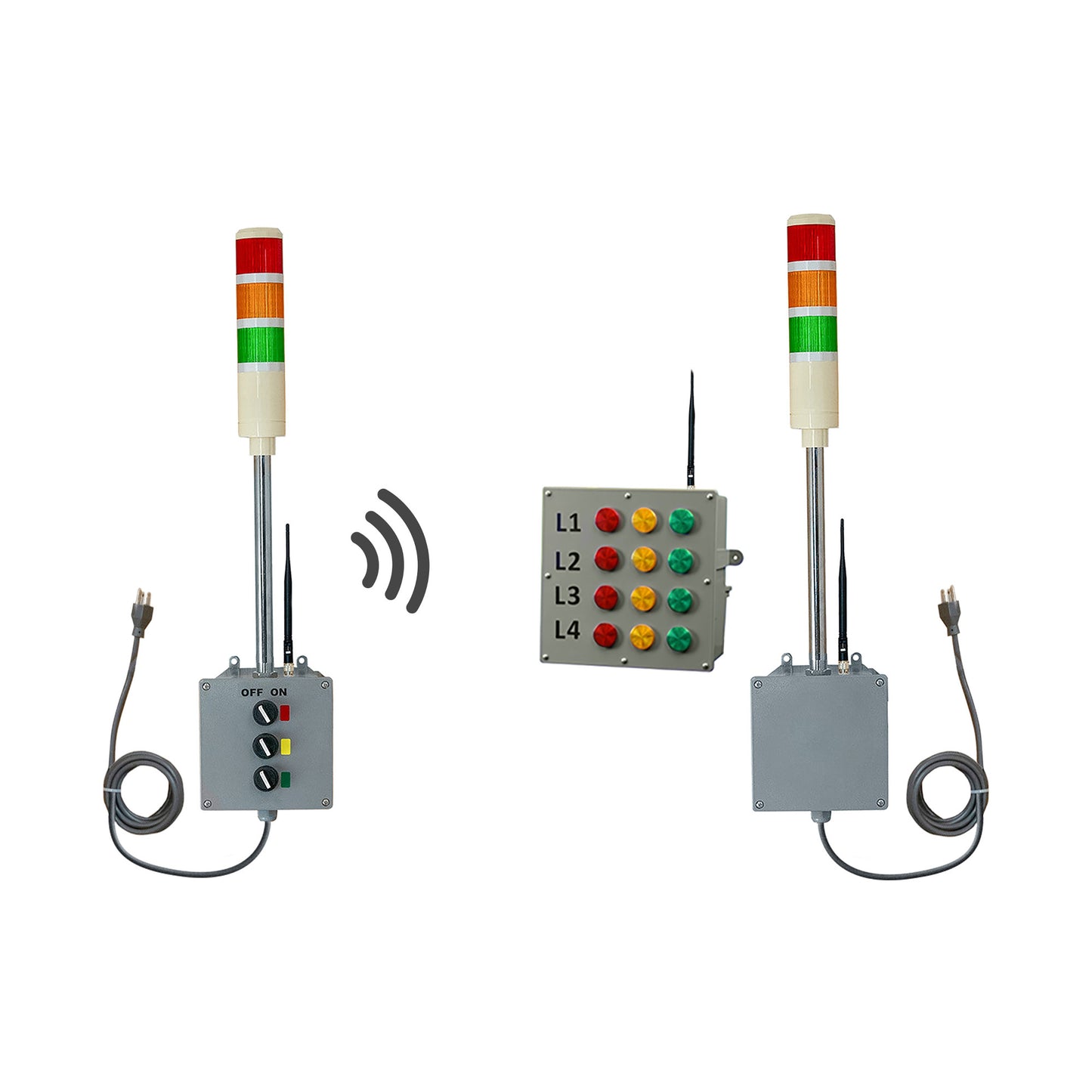 Wireless Downtime Monitor Tower Light with Key Fob, Power Cord