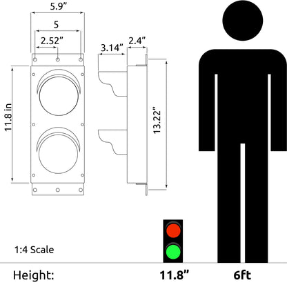 4 Inch Diameter Lens LED Stop & Go Loading Dock Traffic Light , 2 Color, Wireless Control Key Fob, Power Cord (Plug & Play)