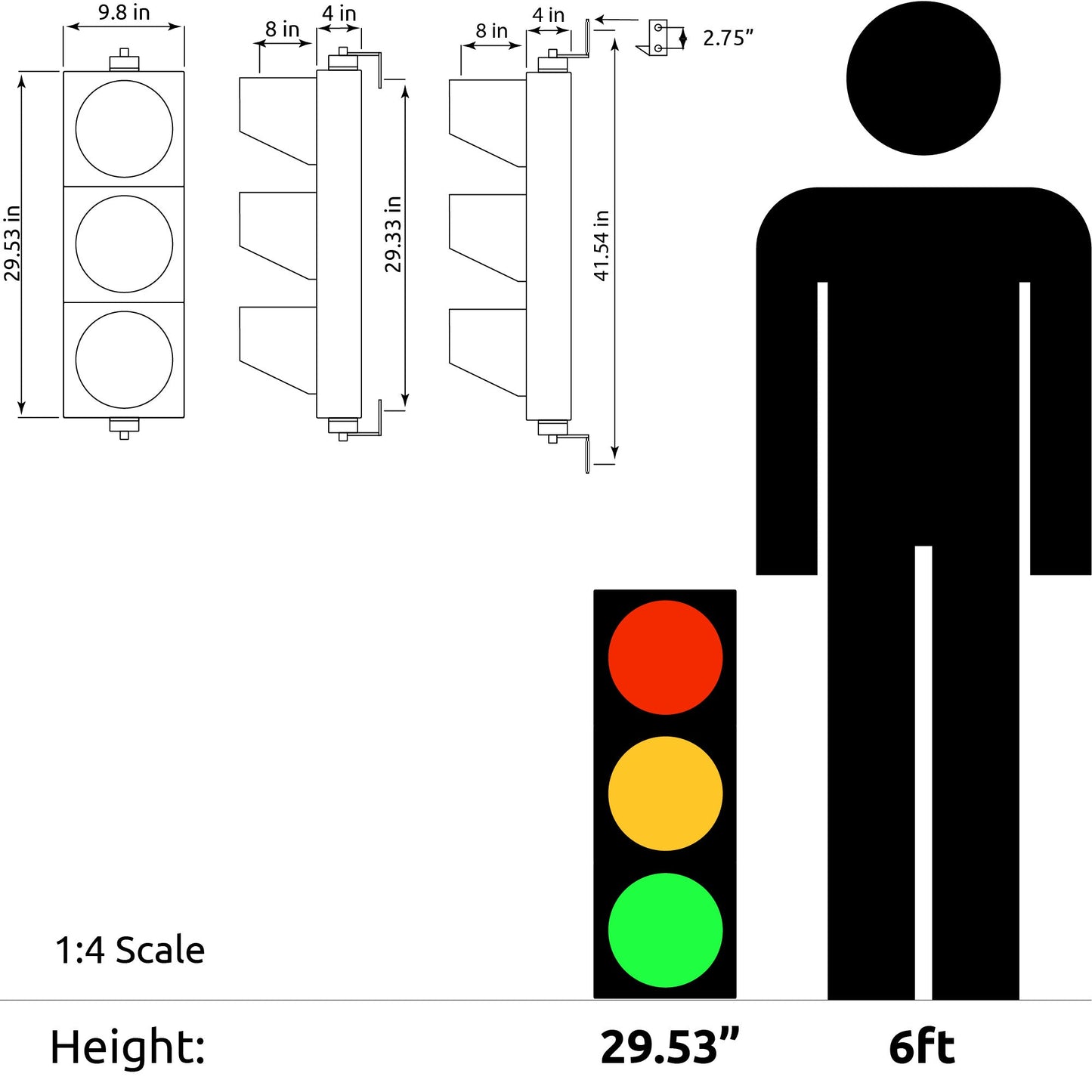 8 Inch Diameter Lens LED Traffic Light Signal - 3 Color, 3 Lights, Wireless Key Fob, Power Cord (Plug And Play)