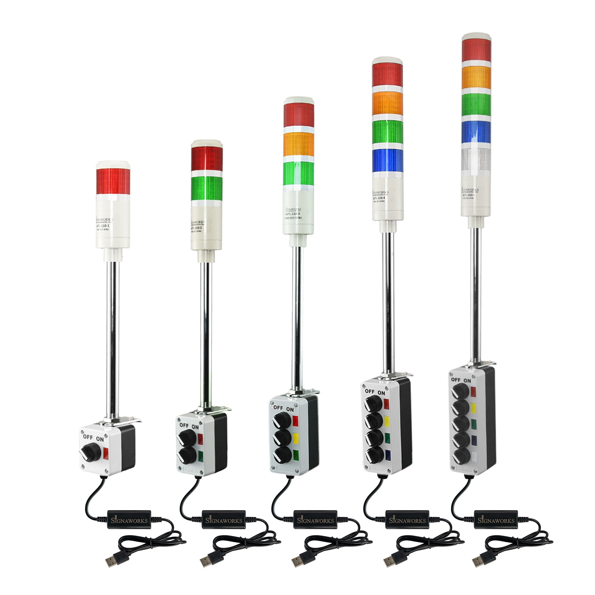 USB Powered LED Andon Tower Light 1-5 Stack Lights – Wireless Andon